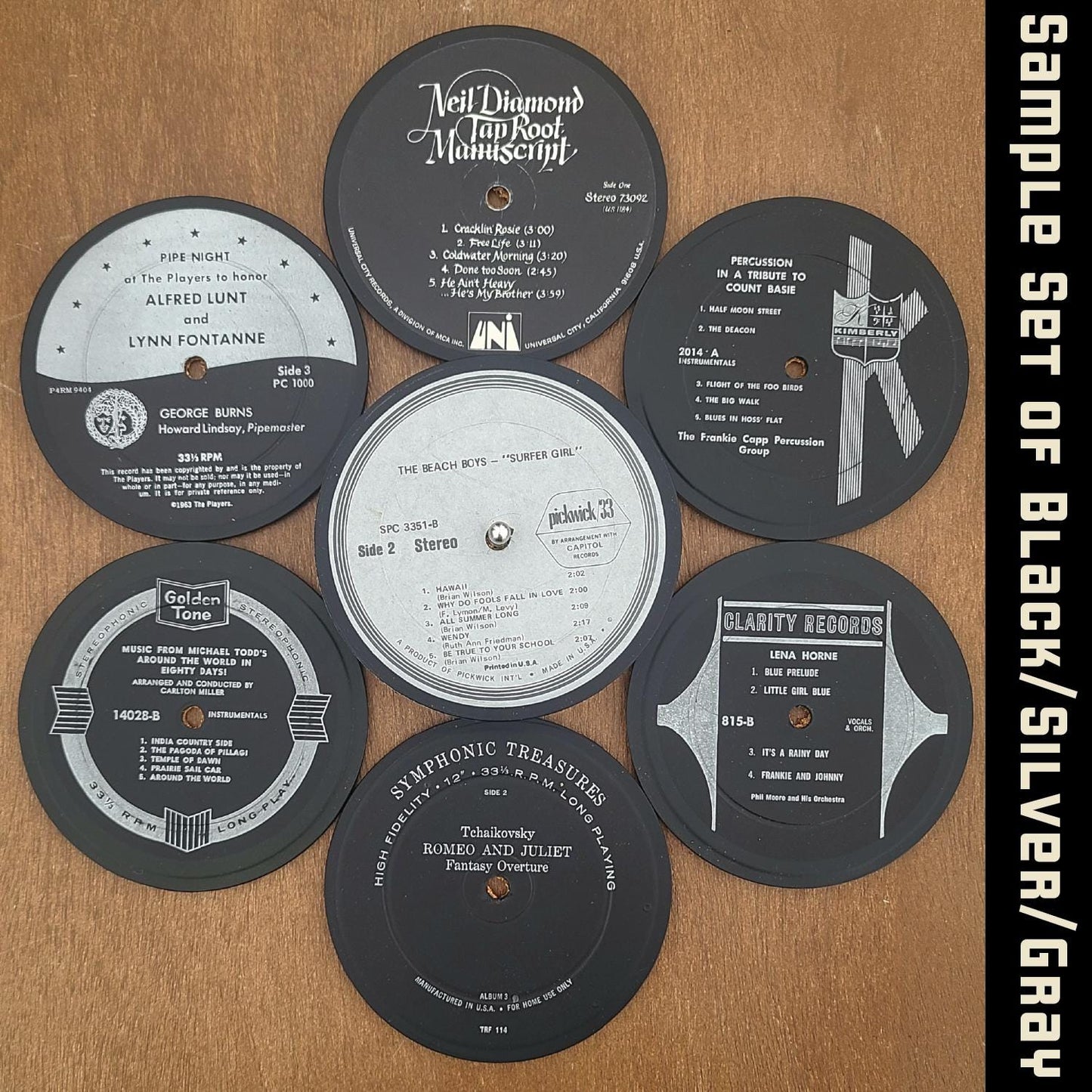 Coasters - Made from Real Records + Wooden Base Included - HANDMADE & UNIQUE Gift for Music People