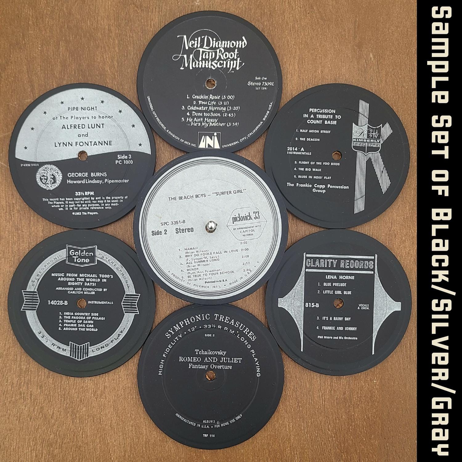 Coasters - Made from Real Records + Wooden Base Included - HANDMADE & UNIQUE Gift for Music People