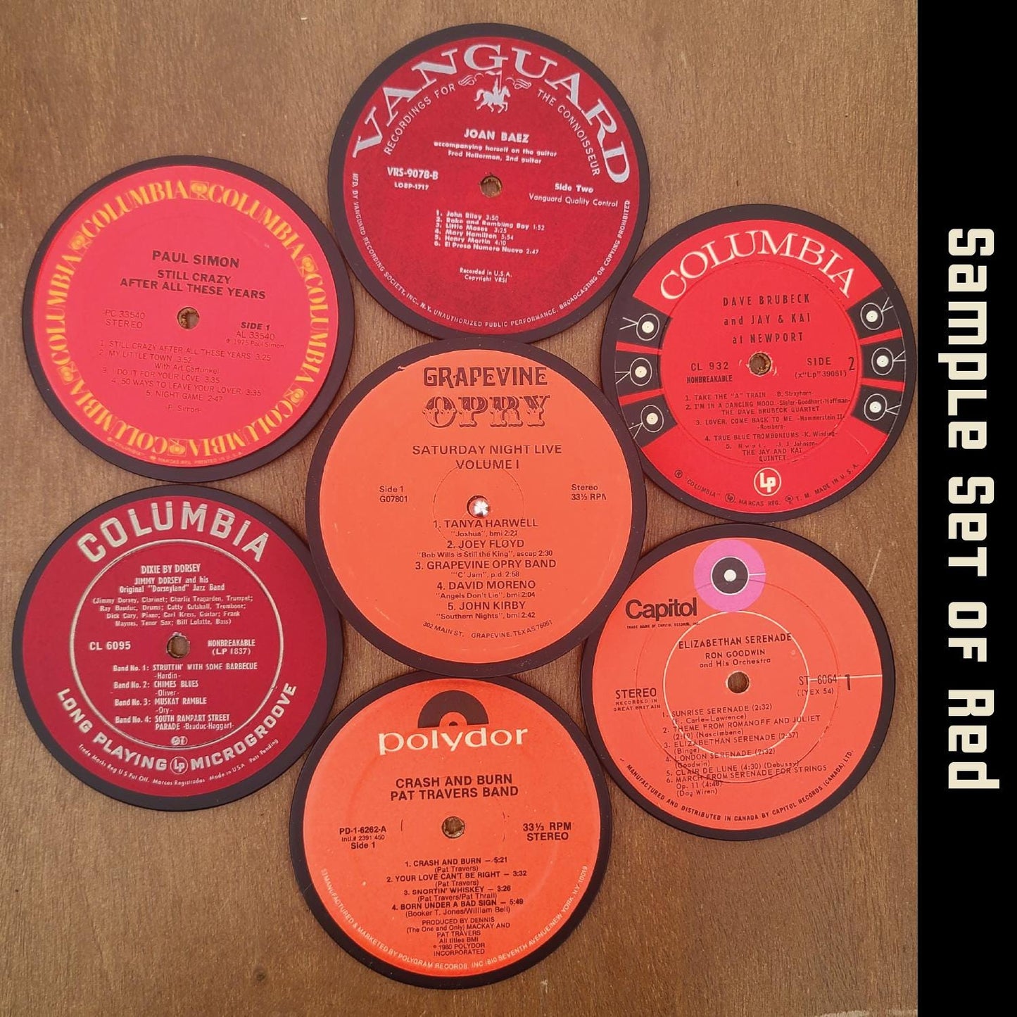 Coasters - Made from Real Records + Wooden Base Included - HANDMADE & UNIQUE Gift for Music People