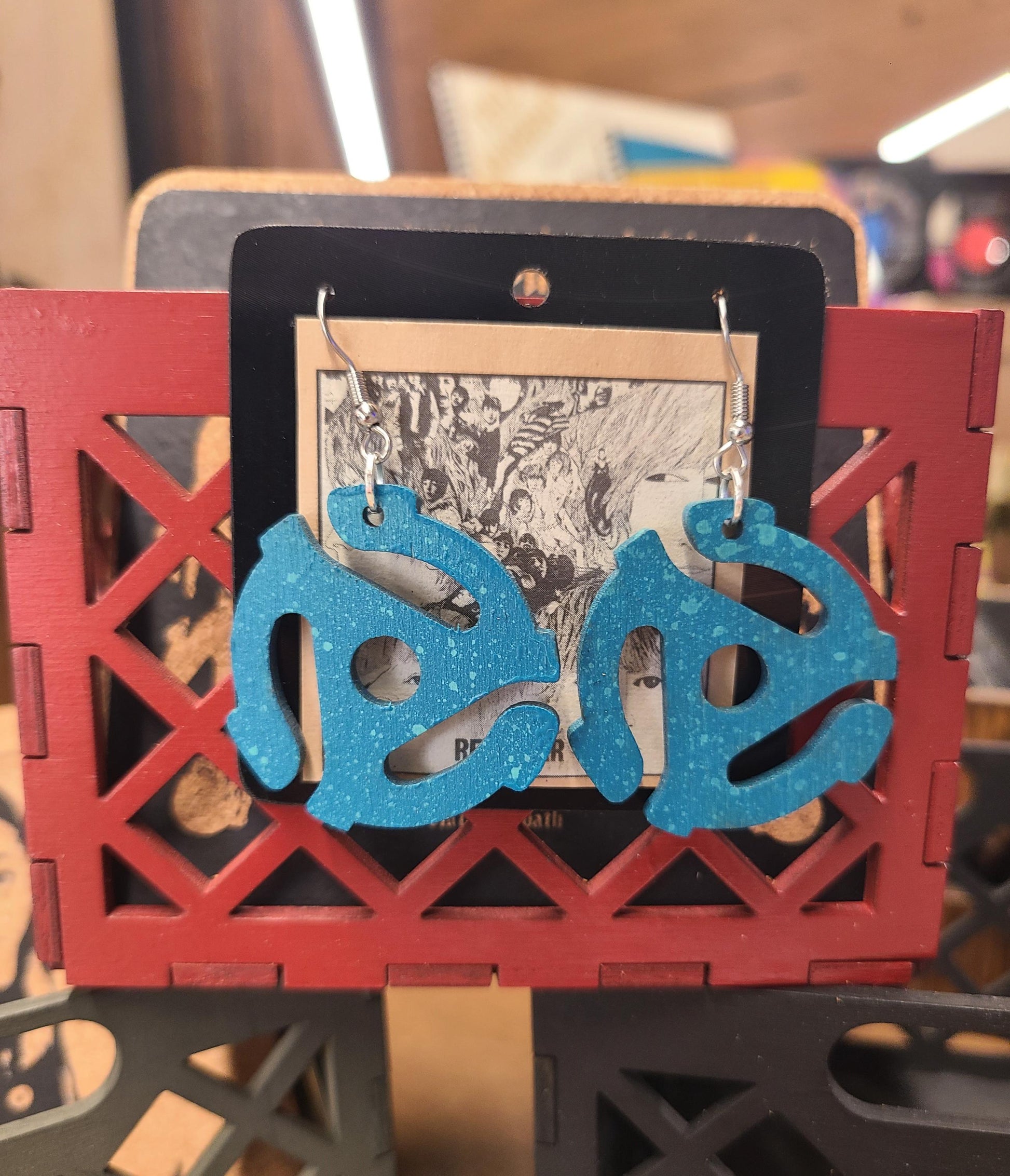 Earrings - Wooden 45-Adaptors, Surgical Steel, Lightweight, Handmade