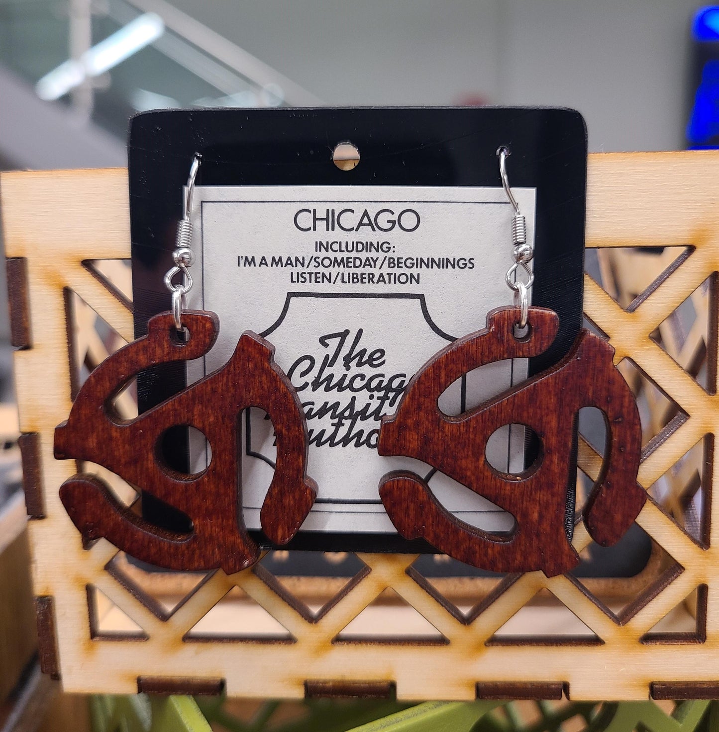 Earrings - Wooden 45-Adaptors, Surgical Steel, Lightweight, Handmade