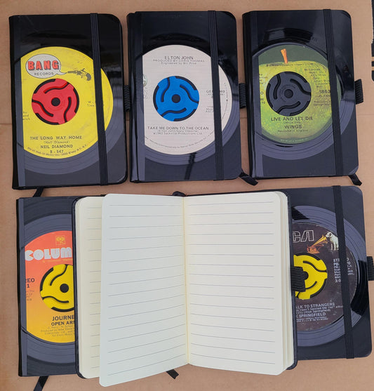 A6 (3.5×5.5) Hardcover Pocket Journal - Real 45/7" Record Cover - 160 Lined Pages